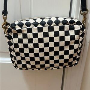 Clare V Midi Sac - Black and White checkered